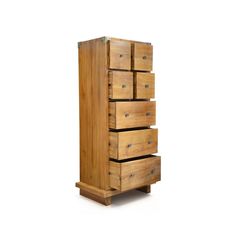 a tall wooden dresser with five drawers