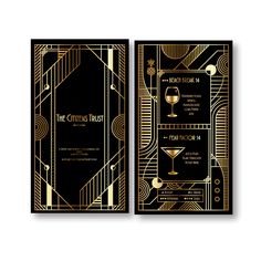 a black and gold art deco style wedding card with the words, the citrus trust