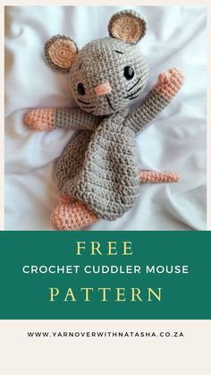 Get ready to create the cutest crochet mouse with Yarn Over with Natasha's free pattern! Follow along with easy-to-follow instructions and make your own adorable mouse friend to add charm to your crafting." Crochet Ragdoll Free Pattern, Crochet Cuddler, Cutest Crochet, Mouse Pattern, Lovey Pattern, Crochet Lovey, Crochet Mouse