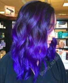 Vibrant Purple Hair Ombre, Vivid Hair Color Ombre, Dark Brown Hair With Vivid Color, Vivid Hair Color Highlights, Vibrant Purple Hair, Baddie Wigs, Half Colored Hair, Under Hair Color, Black Hair Ombre