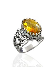 Citrine Gemstone Double Heart Detailed Filigree Art 925 Sterling Silver Women Statement Ring - Filigranist Jewelry Yellow Stone Rings, Birthday Gemstones, Art Ring, Detailed Ring, Citrine Ring, Sterling Silver Filigree, Citrine Gemstone, Double Heart, Silver Filigree