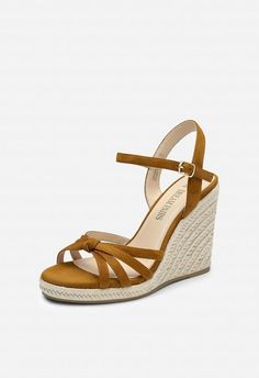 Simple Strappy Design: These strappy wedge sandals are designed with straps and completed with natural raffia detailing, effortlessly infusing your style with a holiday vibe. 4.13-Inch Heel: Let your legs steal the show! The wedge heel lengthens your leg line and enhances your silhouette giving you extra confidence. Vacation Style: The raffia detailing and comfy wedge create the perfect blend of style and relaxation, ideal for beachside walks and resort adventures. Confident Steps: Walk with con Summer Beach Wedge Sandals With Ankle Strap, Brown Wedge Heel Sandals For Summer, Summer Vacation Sandals With Wedge Heel, Summer Vacation Wedge Heel Sandals, Brown Synthetic Wedge Sandals For Summer, Brown Wedge Sandals For Summer, Casual High Heel Wedge Sandals In Straw, Casual High Heel Straw Wedge Sandals, Summer Brown Wedge Sandals