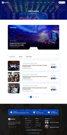 an image of a website page with the word all events on it and images of people at a concert