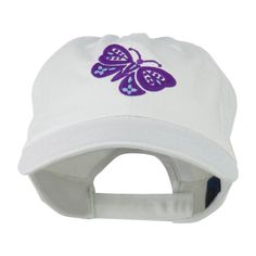 Two Colored Butterfly Embroidered Cap White Cotton Snapback Hat With Curved Brim, White Adjustable Flat Bill Dad Hat, White Baseball Cap With Curved Brim And Adjustable Fit, White Baseball Cap With Adjustable Fit And Curved Brim, White Cotton Baseball Cap Flat Bill, White Cotton Snapback Baseball Cap, White Cotton Snapback Hat, White Cotton Fitted Hat With Flat Bill, White Cotton Trucker Hat