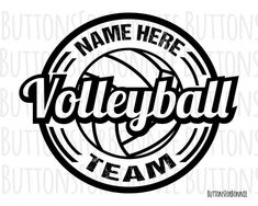 the volleyball camp logo is shown in black and white