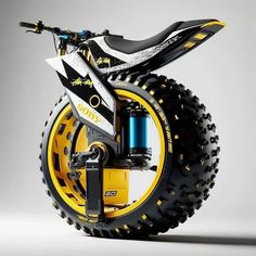 a yellow and black dirt bike with wheels