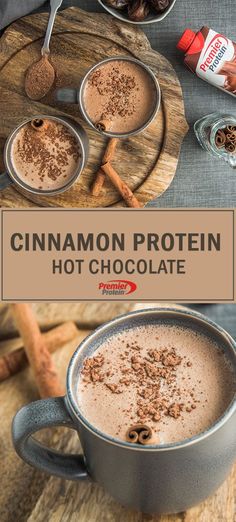 cinnamon protein hot chocolate in a pan with spices