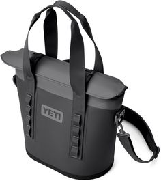 the yeti cooler bag is shown with straps