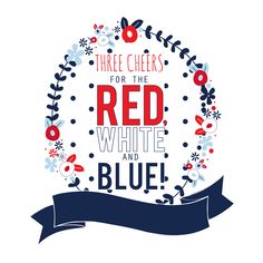 red, white and blue logo with the words three cheeses for the red, white and blue