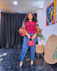 Trouser And Top For Ladies, Nb Fashion, Ankara And Lace, Ankara Top Styles, Materials Gown Style, Lace Top Styles, Peplum Top Outfits, Ankara Blouse