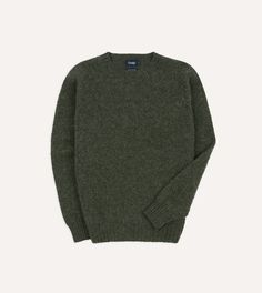 A crucial element of any transitional wardrobe, the brushed wool jumper is ideal for adding a touch of collegiate charm to any look, and is a piece of indispensable year-round layering. We worked with expert knitters in the Scottish Borders to make these classic crew neck jumpers, which have been brushed for a pleasing Classic Long Sleeve Mohair Sweater, Classic Green Sweater With Ribbed Collar, Classic Knit Sweatshirt, Classic Green Wool Sweater, Casual Recycled Wool Crew Neck Sweater, Casual Crew Neck Sweater In Recycled Wool, Cozy Crew Neck Sweater With Double-needle Sleeve, Green Wool Sweater With Ribbed Collar, Classic Green Sweater With Ribbed Cuffs