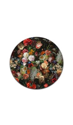 a plate with many different flowers on it