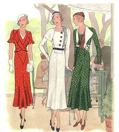 daytime 30's style | ve been fascinated recently by the styles of the 1930's. They were ... 1930 Style, 1930s Fashion Women, Old School Fashion, Fashion Silhouette, Fashion Illustration Vintage, Vintage Blog