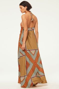 Our head turning Raban dress is cut from our statement Positano Scarf print viscose and features a halter neckline with signature petal tassel ties behind the neck. This open back maxi can be tied at the front waist or left open and loose and features an asymmetric hem. A chic piece for all your events that transitions seamlessly from this season to the next. Made in the USADry Clean100% Viscose Model Measurements: Height 5'9", Waist 24, Bust 32, Hips 35.5Model is wearing size XS Chic Multicolor Tie-back Dress, Multicolor Tie-back Midi Dress For The Beach, Sleeveless Printed Maxi Dress Beach Cover-up, Multicolor Cotton Maxi Dress Beach Cover-up, Luxury Multicolor Maxi Dress Beach Cover-up, Mesh Jumpsuit, Home Dress, Poplin Dress, Summer Set