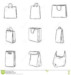 hand drawn shopping bags on white background stock photo - image 399784