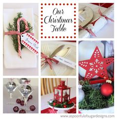 red and white christmas table decorations