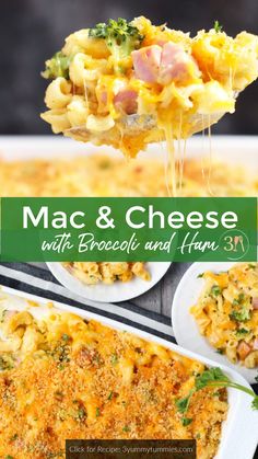 macaroni and cheese with broccoli and ham