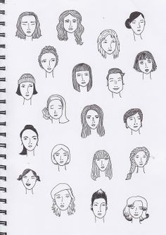 a drawing of people's heads with different hair types and hairstyles on them