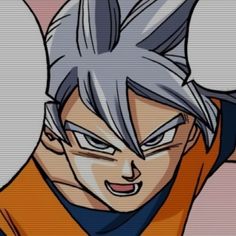 an anime character with grey hair and orange shirt