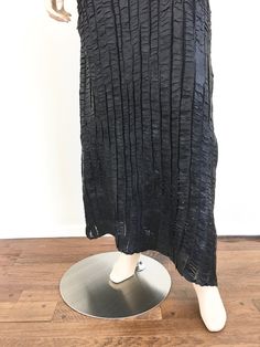 Vintage Yoshiki Hishinuma Maxi Skirt - high waisted with elastic - semi sheer - rubberized textural surface - black color great vintage condition marked size 3 / L 26/32 waist 38 hip 44.5 length all sales final / follow us on instagram @iwantcandyvintage Black Pleated Silk Skirt, Black Silk Bottoms With Pleated Skirt, Black Silk Pleated Skirt Bottoms, Black Relaxed Silk Skirt, Relaxed Black Silk Skirt, Black Full-length Silk Skirt, Black Silk Full-length Skirt, Black Silk Pleated Skirt, Black Full Length Silk Skirt