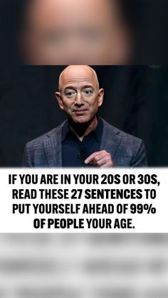 a man in a suit and glasses with the caption if you are in your 20s or 30s, read these 27 sentences