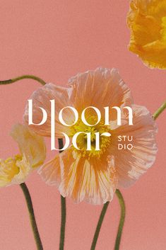 three yellow and pink flowers with the words bloom bar on it's bottom corner