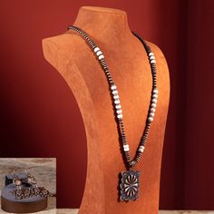 Necklace with Earring Set Brown Metal Pendant Jewelry, Southwestern Brown Copper Jewelry, Brown Pendant Costume Jewelry, Brown Costume Jewelry Pendant, Southwestern Style Metal Jewelry As Gift, Southwestern Style Metal Jewelry For Gifts, Southwestern Style Metal Jewelry Gift, Couture Jewelry, Crossbody Tote