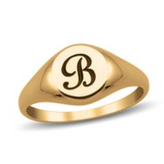 This ladies' signet-style ring can be Personalized with a single initial of your choice, inscribed in an attractive script font. Sterling silver rings cannot be resized after purchase. Elegant Adjustable Monogram Signet Ring, Adjustable Gold Signet Ring With Monogram, Classic Adjustable Initial Ring, Classic 14k Gold Adjustable Engraved Ring, Adjustable Classic 14k Gold Engraved Ring, Classic Personalized Initial Ring With Round Band, Classic Adjustable Initial Ring With Engraving Option, Classic Monogram Initial Promise Ring, Personalized Fine Jewelry Initial Ring With Round Band