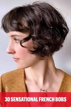 Cute Lived-In French Bob Green Dyed Hair, Short Curly Hair With Bangs, French Bobs, French Haircut, Hairstyle Ideas For Short Hair, Short Wavy Hairstyles, Sweet Hairstyles, Short Wavy Haircuts, Short Wavy Bob