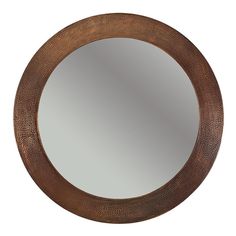 34" Round Hammered Copper Mirror - Rustic Kitchen & Bath - Mirrors - Premier Copper Products Round Mirror Frame, Recycle Cardboard Box, Copper Mirror, Mdf Plywood, Circular Mirror, Copper Kitchen, Hammered Copper, Round Design, Handmade Copper