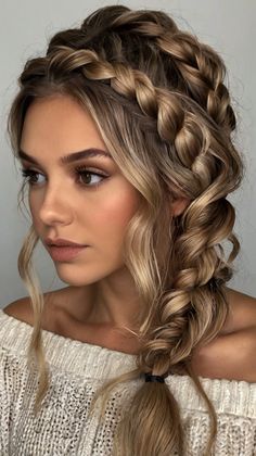 Flaunt Your Look with Dutch Crown Aesthetic updo hairstyles braids 🍃 Outdoor Hairstyles, Up And Down Hairstyles, Updo Hairstyles Braids, Aesthetic Updo Hairstyles, Hair Styls, Aesthetic Royal, Royal Hairstyles, Crown Aesthetic