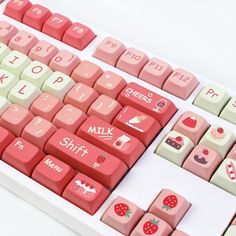 a close up of a computer keyboard with different types of keys and letters on it