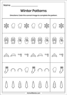 printable worksheet for winter patterns