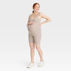 Sleeveless Unitard Maternity Jumpsuit - Isabel Maternity By Ingrid & Isabel™ Sage Green Xs : Target Maternity Bodysuit, One And Done, Maternity Jumpsuit, Tank Bodysuit, Shipt Shopper, Ribbed Shorts, Pre Pregnancy, After Pregnancy, Maternity Fashion