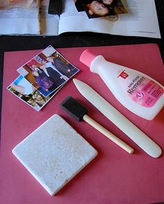 the items needed for making soap and toothpaste are displayed on a pink surface