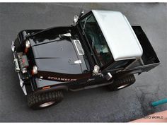 an overhead view of a black and white car