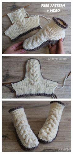 three pictures showing how to crochet a sweater and booties with text overlay that says, free pattern