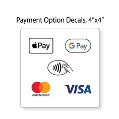 an apple pay card with different credit cards on it and the words payment option details 4x4