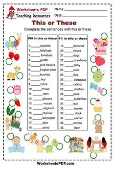 worksheet for teaching children to use this or these