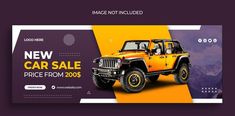 a car sale banner with an image of a jeep on the front and back side