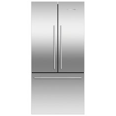 a stainless steel refrigerator freezer with two doors