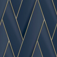 a blue and gold geometric wallpaper with lines on the bottom, diagonals to the top