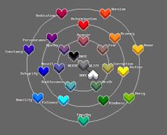 an image of hearts arranged in a circle with the names and colors on each side