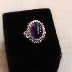 Gemstone - Purple Amethyst metal - sterling silver ring size- all sizes available Natural amethyst sterling silver ring available in all sizes Same design can be available in many other gemstones please contact Please contact me for any query Jewelry will be gift packed in a handmade jewelry box Happy Shopping Classic Amethyst Ring For Gift, Purple Amethyst Cabochon Ring Fine Jewelry, Fine Jewelry Purple Amethyst Cabochon Ring, Spiritual Silver Amethyst Ring In Sterling Silver, Classic Amethyst Birthstone Jewelry, Classic Purple Sterling Silver Ring, Classic Purple Rings As Gift, Fine Jewelry Purple Cabochon, Classic Purple Ring As Gift