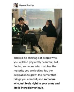 two people sitting on a train looking at each other, with the caption'there is no storage of people who you will find