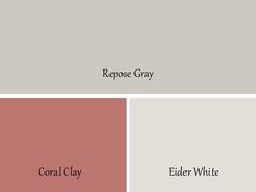 four different shades of gray and white with the words reposse gray on them