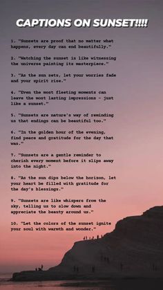 a poem written in front of the ocean at sunset