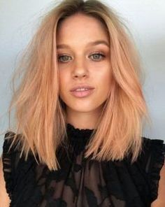 Jahodová Blond, Peachy Hair Color, Gold Blonde Hair, Gold Hair Colors, Medium Hair Color, Hair Color Rose Gold