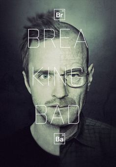 a man with glasses on his face and the words breaking bad in front of him