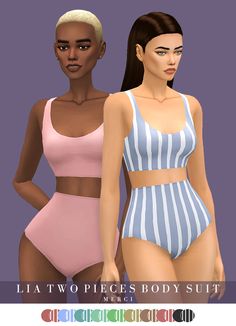 two women in swimsuits standing next to each other with the caption lat two pieces body suit